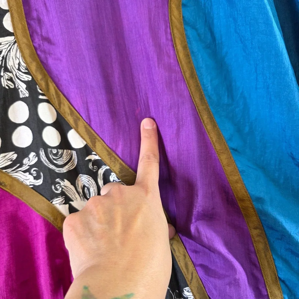 Lady Lavon 1X Vtg 90s Colorblock Windbreaker Jacket Purple Pink Blue Polka Dot